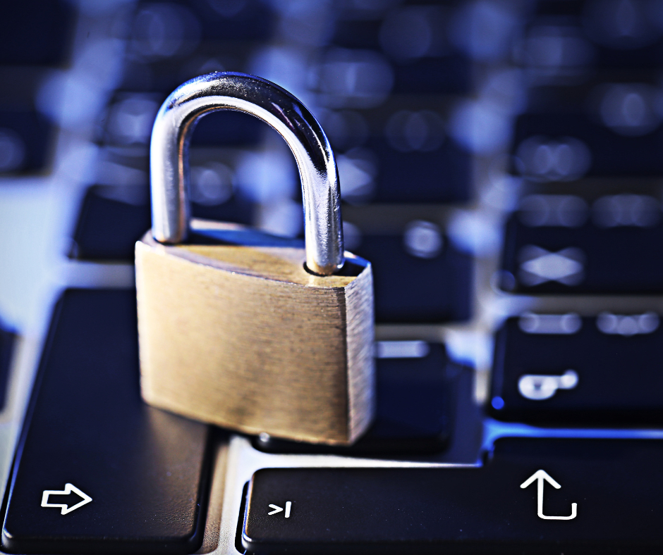 Computer keyboard with a padlock to indicate fraud protection